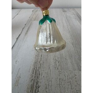 Vintage Christborn flower bell glass glitter ornament Xmas tree tulip